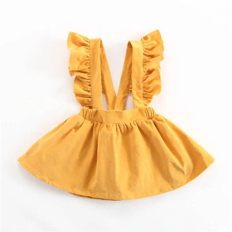 Baby Girls Fashion Clothes Fall Winter Warm Corduroy Princess Skirt Cute Ruffles Lace Strap Tutu Dress Party Birthday Custume