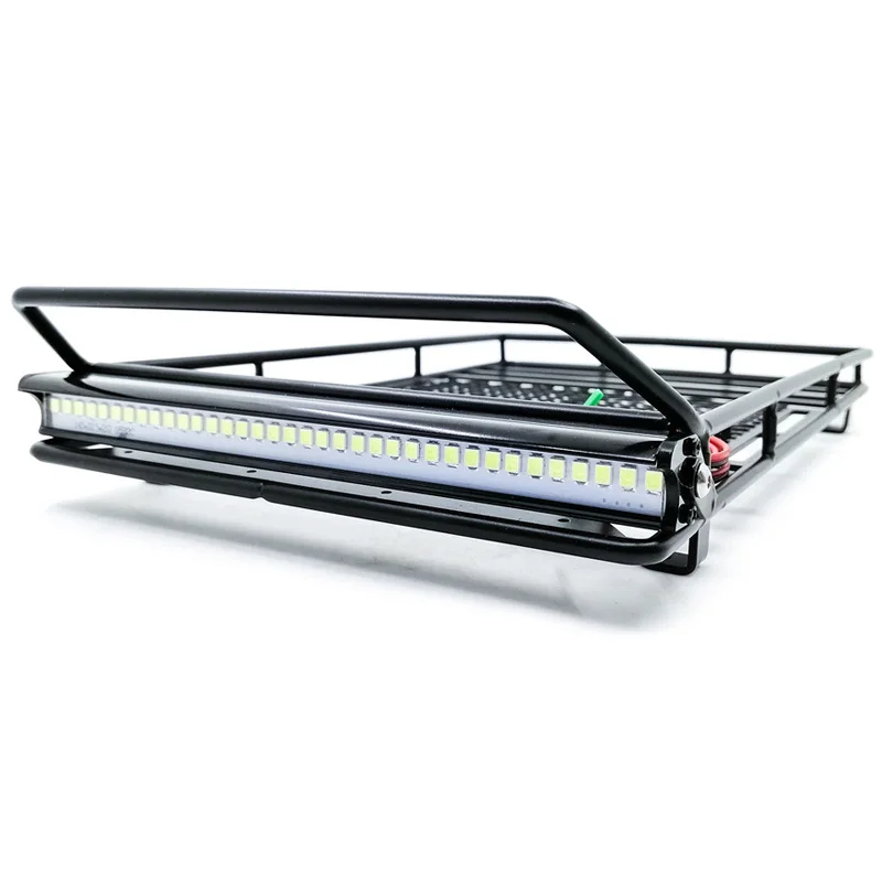 Metal Roof Rack Luggage Carrier with 36 LED Spotlight bar For 1/10 RC Car Trx4 RC4WD Cherokee Wrangler Axial Scx10