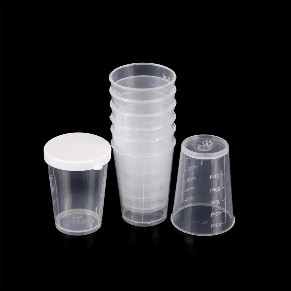 Clear PP Plastic Graduaeted Laboratory Test Cylinder Liquid Measuring Cups White Lid Indexing Clear Container Tub20mml/30ml/50ml