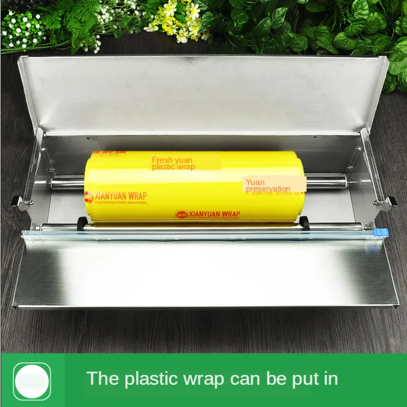 Stainless Steel Kitchen Foil And Cling Film Wrap Dispenser Cutter Storage Preservative Film Roll Case With Cutting Blade