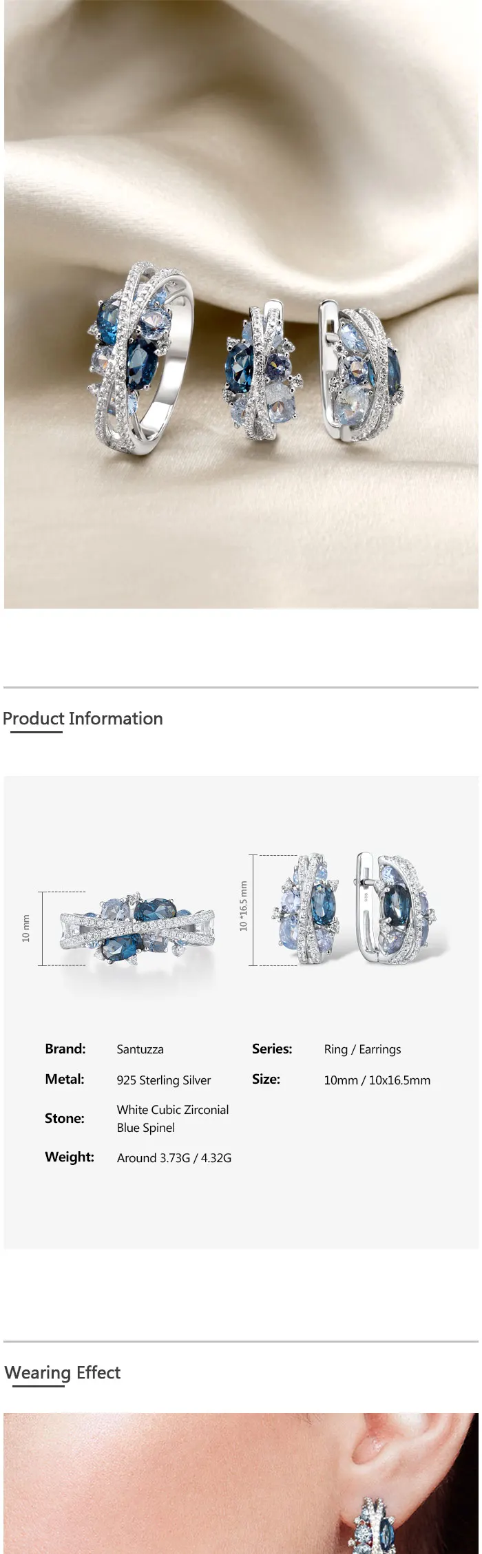 Colored Stone Earring & Ring Set — product detail 1