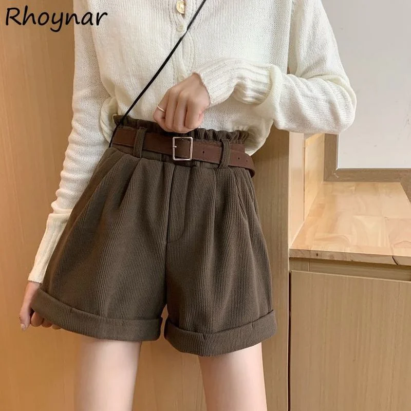 Shorts Women Modern Fashion Elastic High Waist All-match Bottoms Girls Lady Leisure Clothing Young Students Loose Female Solid