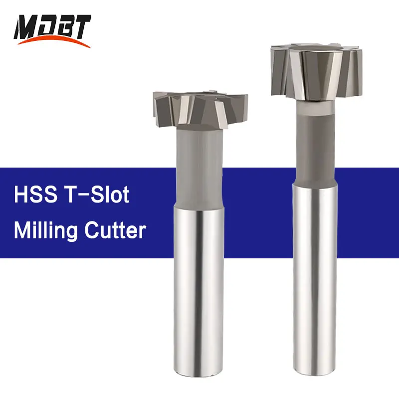 

HSS T-Slot Milling Cutter Straight Handle Customizable Woodruff Key Seat Router Bit Diameter 10-40mm Metal End Mill Tool