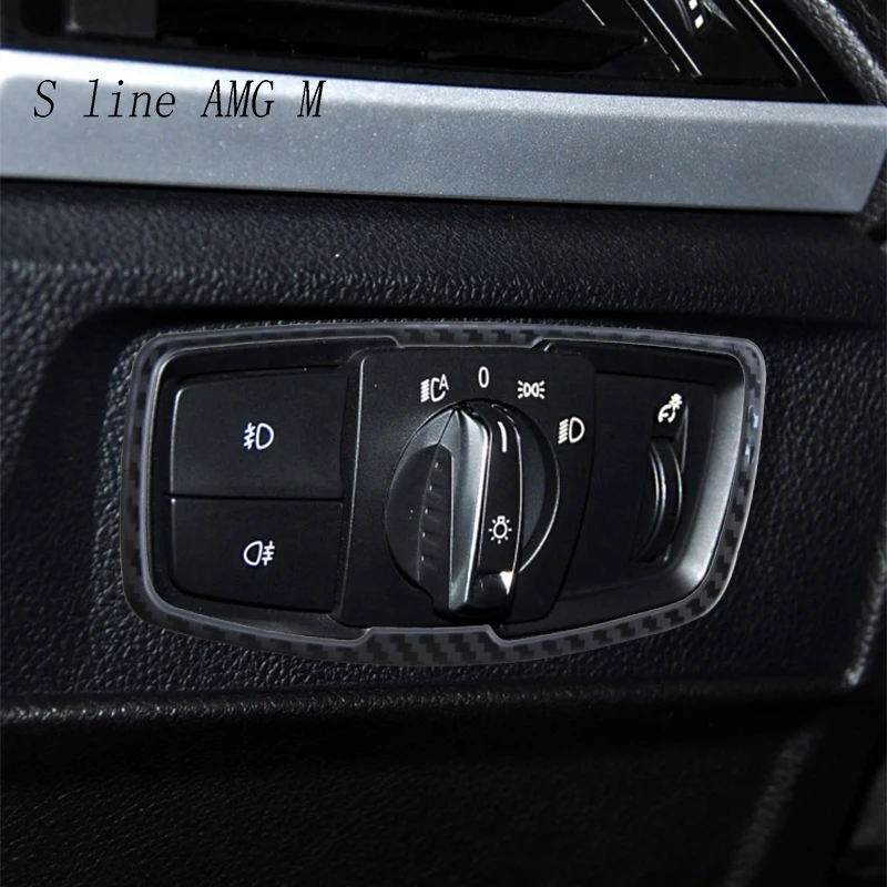 

Car styling Carbon fiber Headlight Switch Buttons frame covers Stickers Trim For BMW 1 series F20 F21 interior Auto accessories