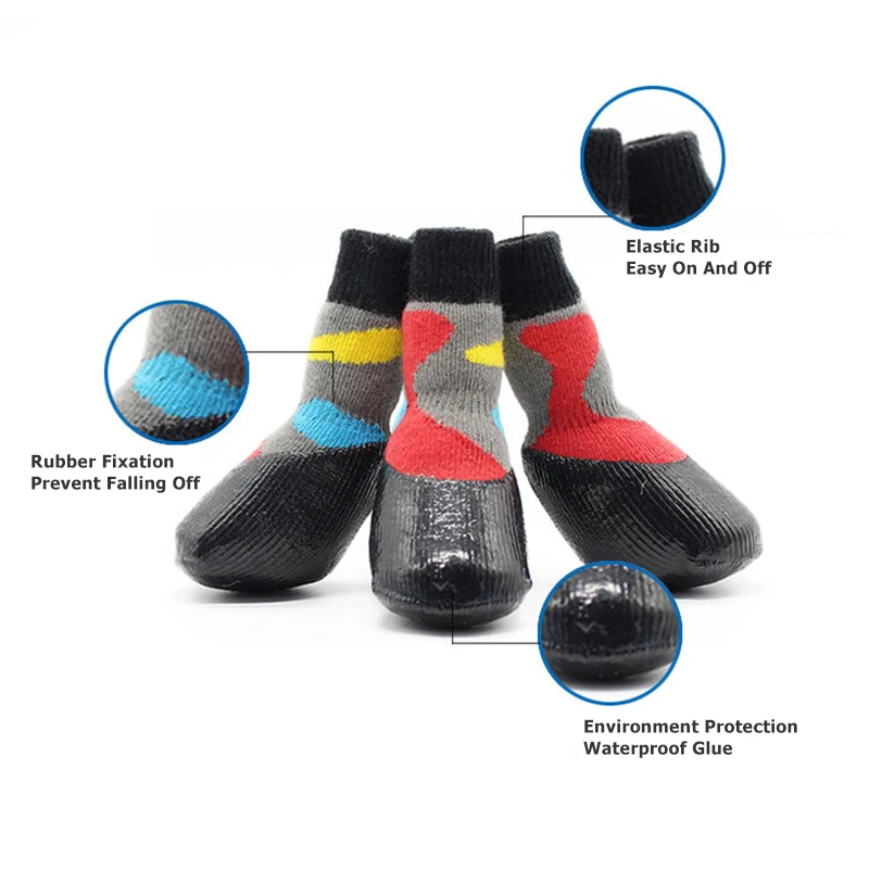 Waterproof Dogs Socks Rubber Fixed Pet Boots Dog Rain Snow Socks Footwear For Small Medium Big Dogs Non-slip Dogs Shoes at Home