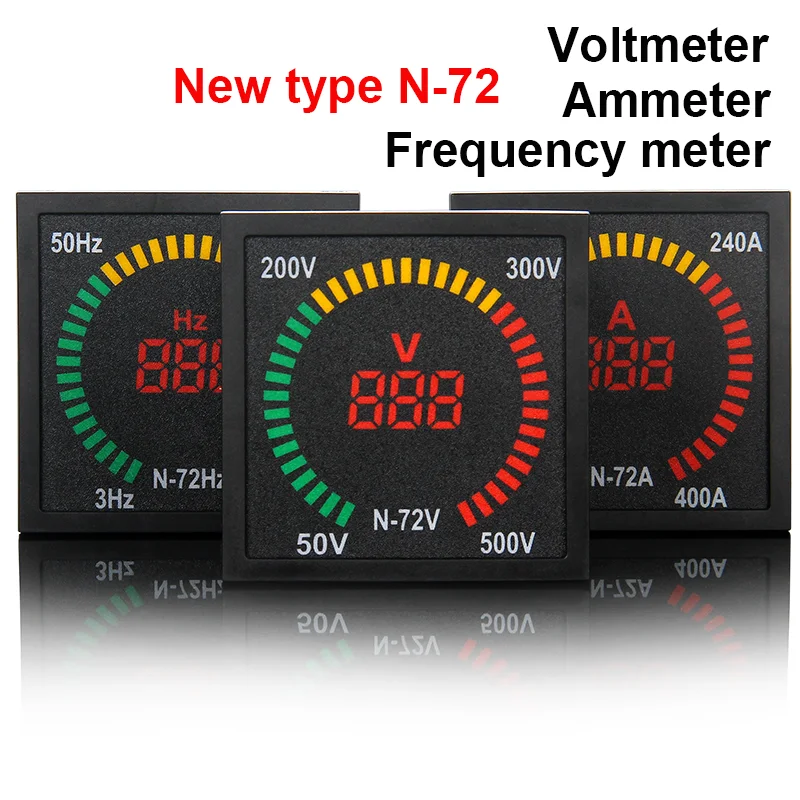 

1Pcs New N-72V Voltmeter 0-500VAC / N-72A Ammeter 3-120A / N-72HZ Frequency Meter 3-120HZ