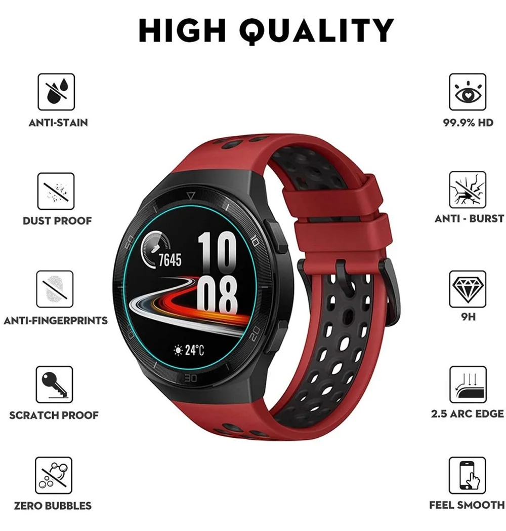 1PC 9H Clear Tempered Glass Screen Protectors Ultra Thin Anti-Scratch2.5D Curved Protective Film For Huawei Watch GT 2e 46mm