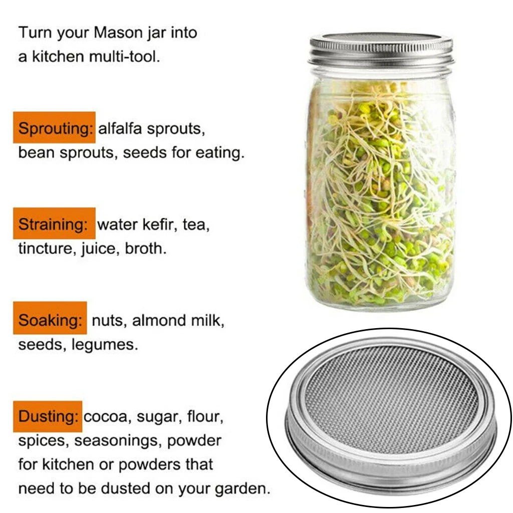 Split Type Mason Jar Sprouting Lid Seed Sprout Set for Growing Beans