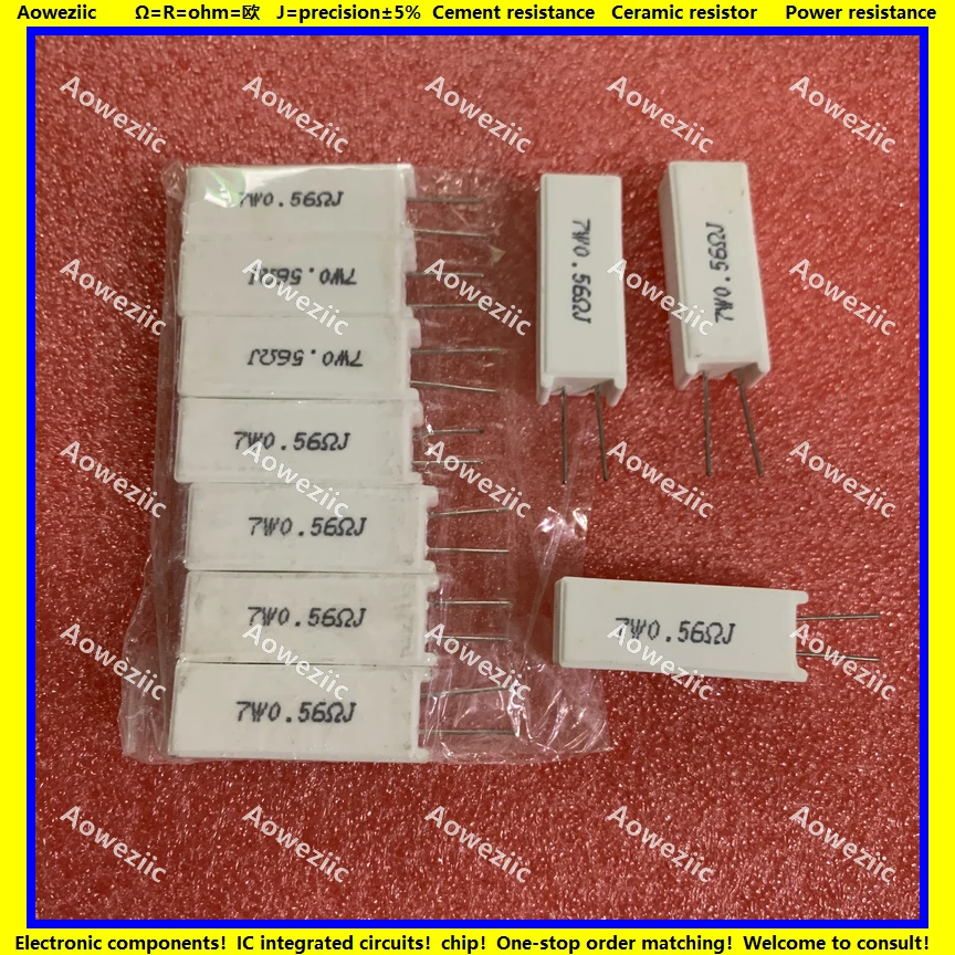 7W0.56ohm RJ السيراميك المقاومة الدقة ± 5% قوة المقاومة 10 قطعة/الوحدة 7WR56J 7W0.56ΩJ RX27-5 متر مربع عمودي الاسمنت المقاومة