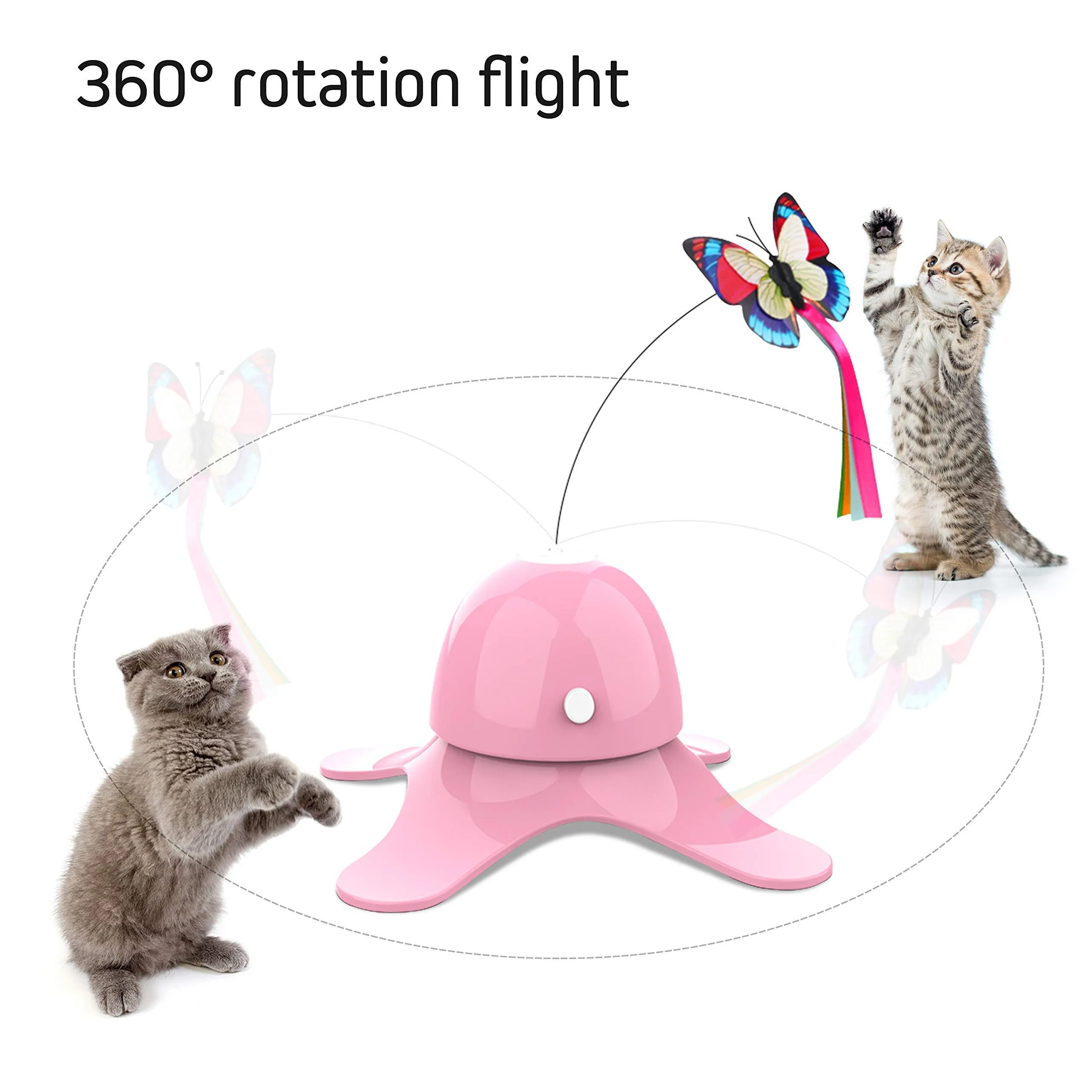 Automatic Cat Tease Toys Interactive Electric Rotating Butterfly Kitten Cat Toys Realistic Fluttering Cat Exercise Pet Products