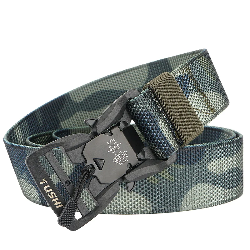 Nylonowy pasek kamuflażowy 125 cm Klamra magnetyczna Szybkie odblokowanie Pasek do spodni Outdoor Climbing Training Military Belt Man