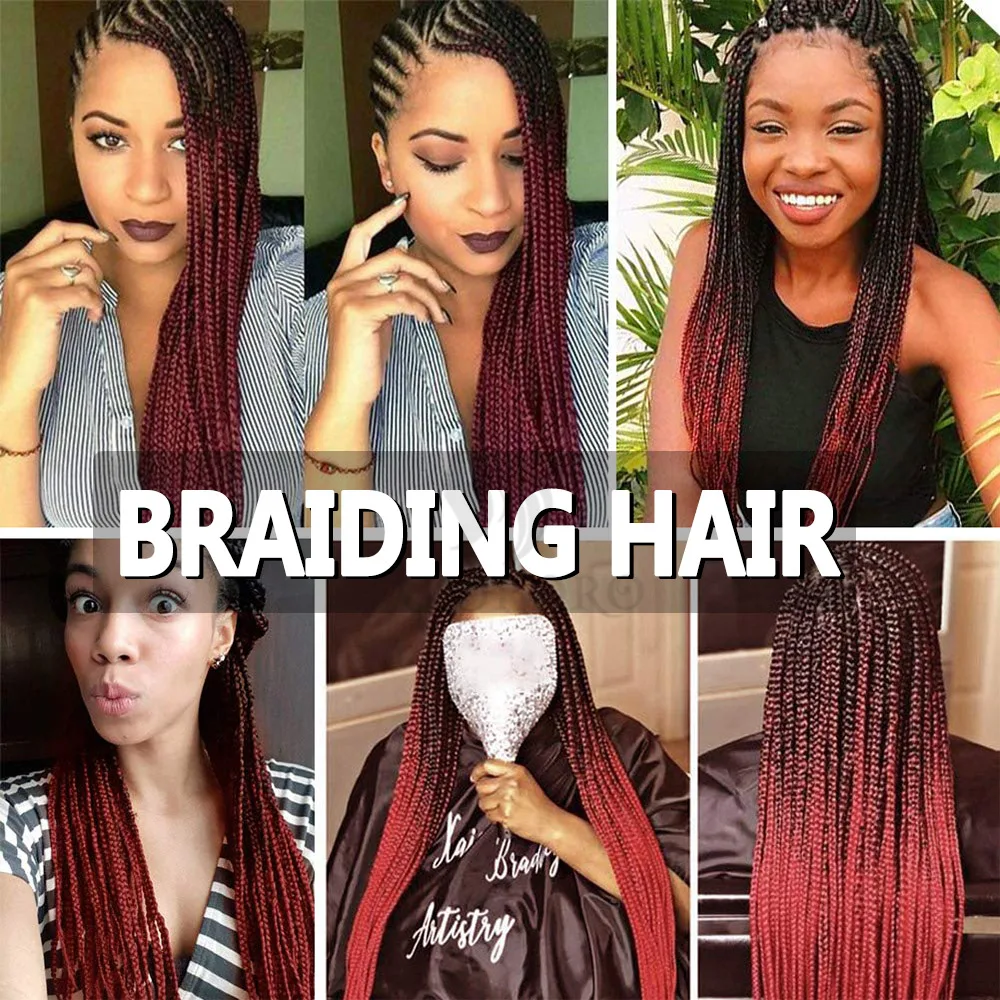 16/20/22/26/30/42 Zoll Flechthaare, vorgedehnt, lange Boho Knotless Braids, synthetische Box Braids, Yaki-Textur – Detail 4
