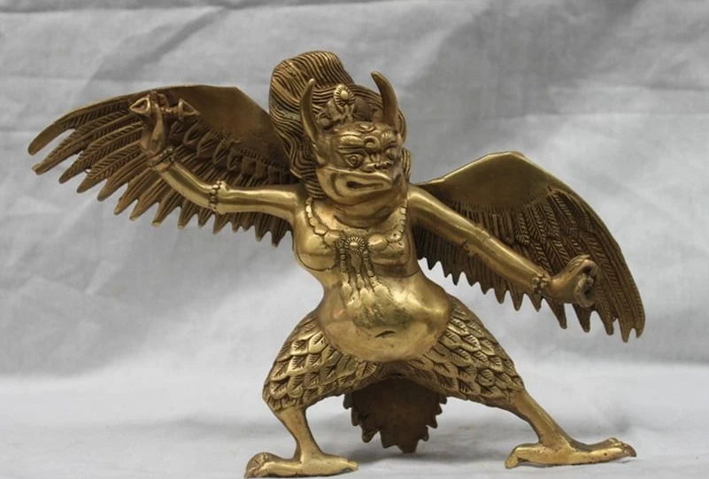 

FREE SHIPPING Tibet Tibetan Buddhist temple Brass Copper Garuda Bird God Buddha Statue 23CM,