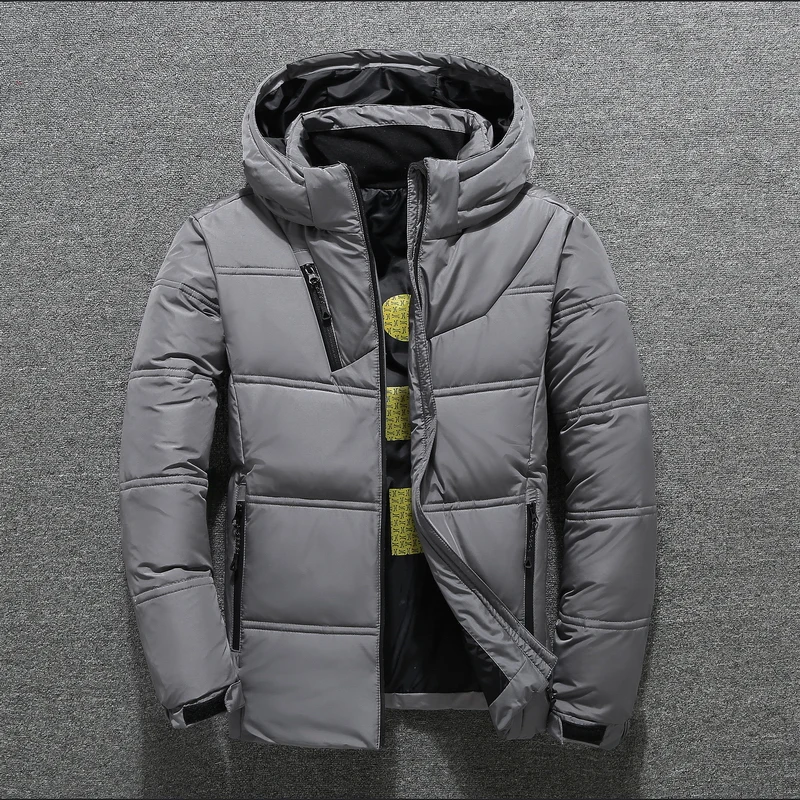 Men\'s White Duck Down Jacket Winter Warm Hooded Thick Puffer Jacket Coats High Quality Overcoat Down Parka Male Jackets Men