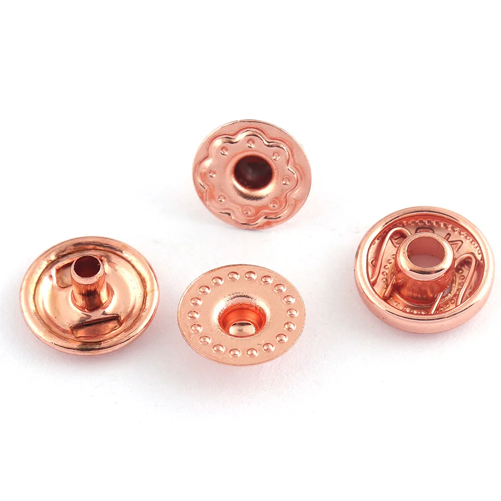 Rose Gold Snap Buttons Spring Snap Fasteners Snap Rivet Buttons Leather Craft Buttons Poppers Snap Fasteners Leather Closure