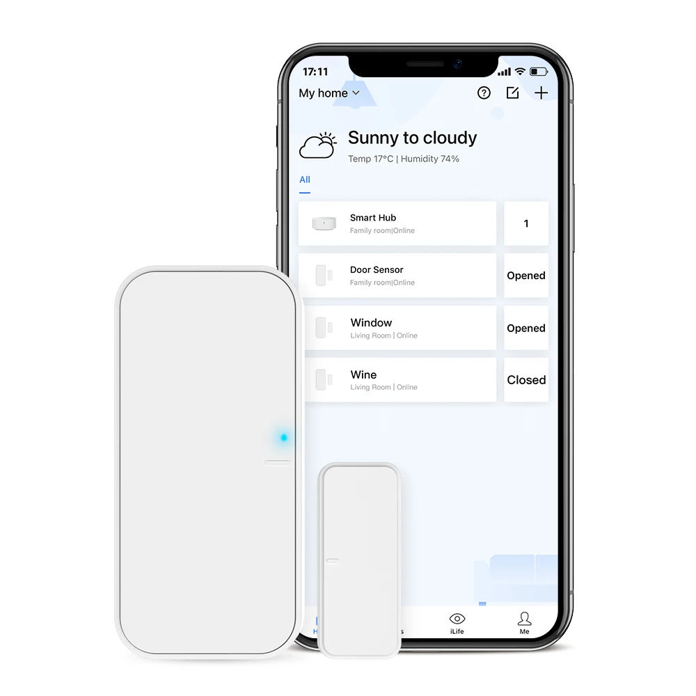 Sensore di contatto aperto per porta di sicurezza Smart Wireless BroadLink DS4 compatibile con Alexa e Google Assistant (HUB S3 richiesto))