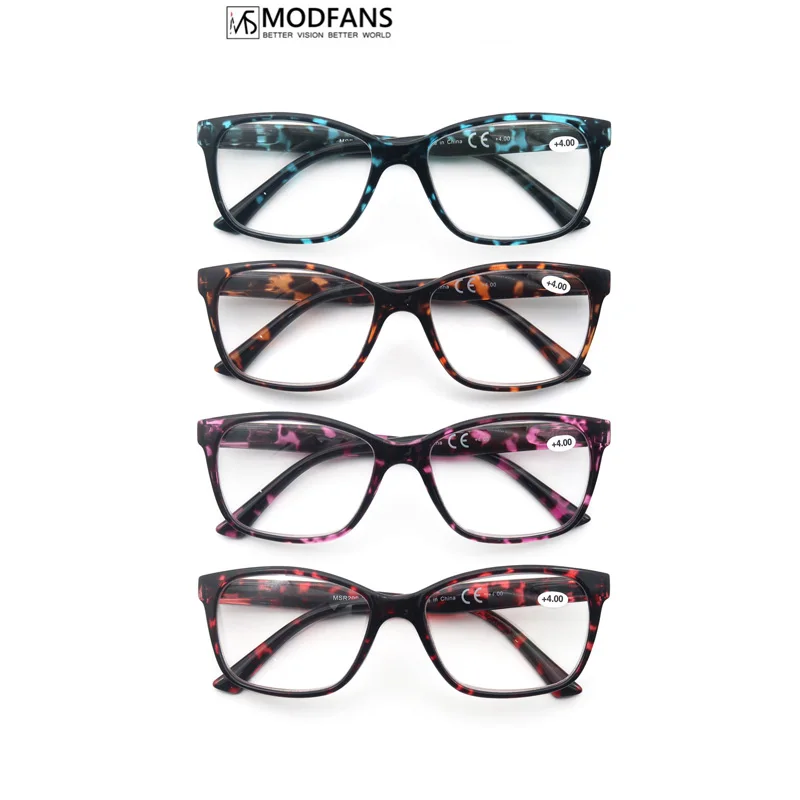 Modfans Men Reading Glasses For Reader Women Square Colorful Fashion Frame Plastic Material Comfortable To Wear Eyeglass