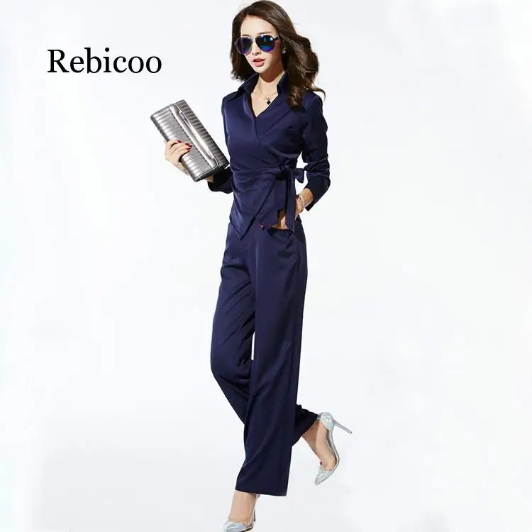 New long-sleeved Korean version of professional women's slim trousers suit fashion two-piece