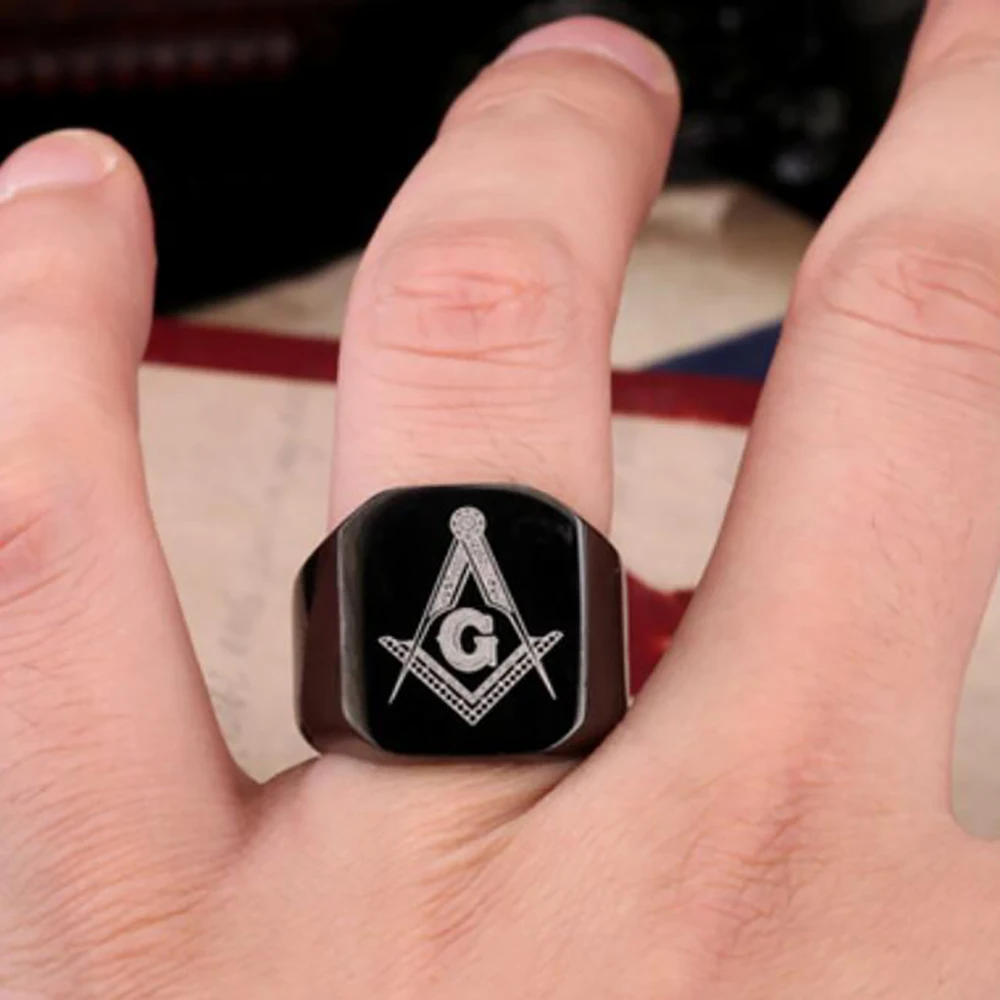 316L Stainless Steel Masonic Ring for Men, master masonic signet ring, free mason ring jewelry