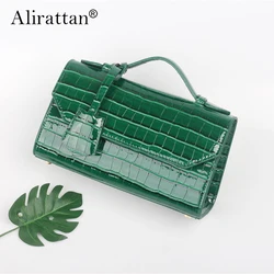 Luxury Brand Crocodile Grain Leather Messenger Bag Women 2025 New Fashion High-Quality Handbag Women Designer Evening Bag