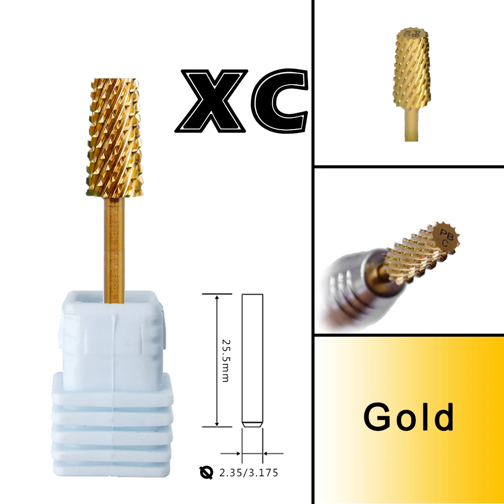 RolinStar 6,6 großer trapezförmiger konischer Schaft, Gold, Silber, Stahl, Hartmetall-Fräser, Nagelbohrer, Maniküre, Pediküre