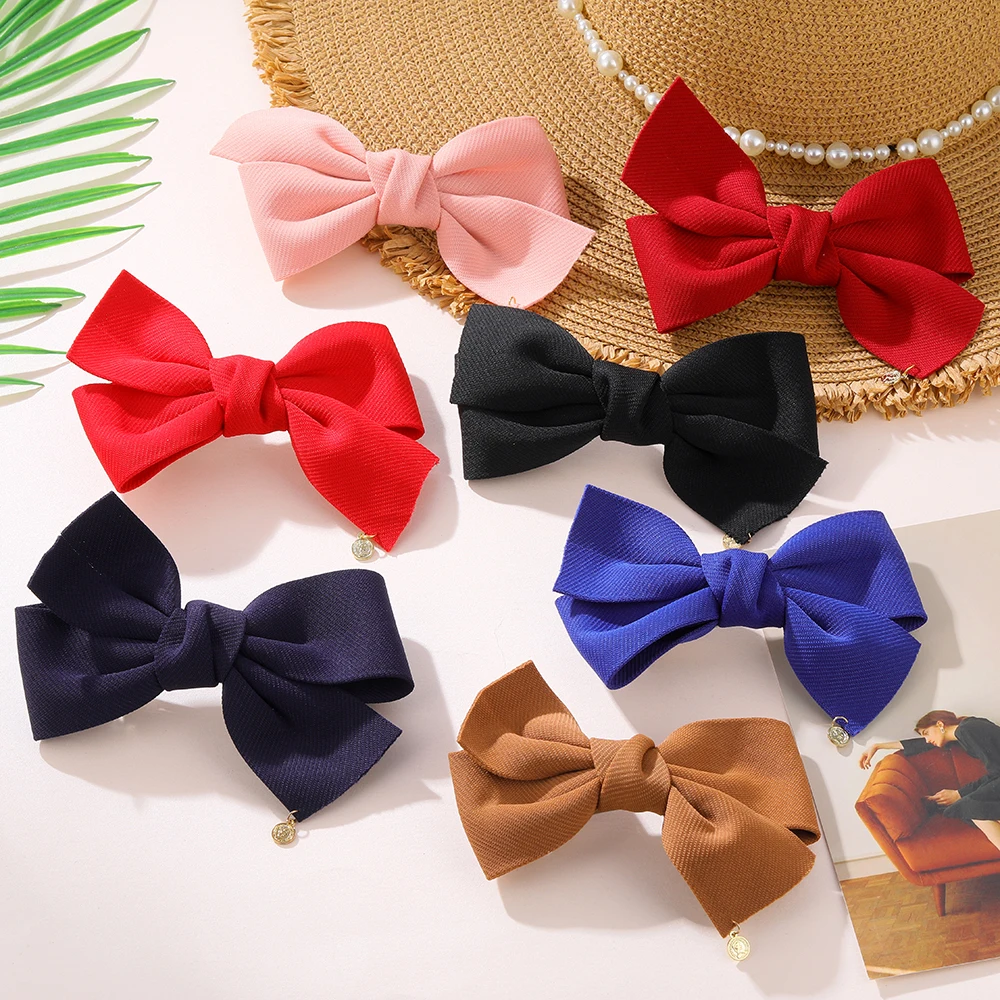 FNIO Fashion Black Big Large Velvet Bow Hair Clip For Women Girls Wedding Long Ribbon Korean Hairpins Barrette Hair Accessories