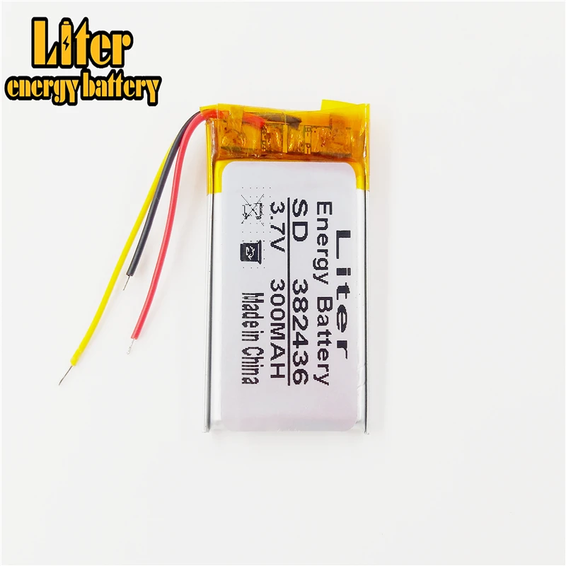 3-liniowy 382436   3.7V 300MAH PLIB (polimerowa bateria litowo-jonowa) Li-ion do tabletu, GPS, mp3, mp4, telefonu komórkowego, głośnika