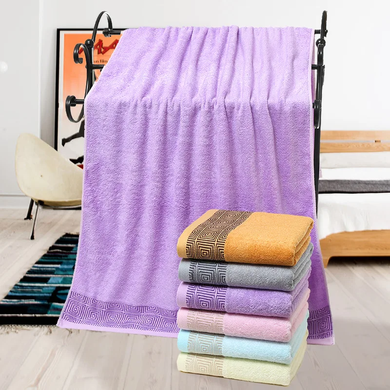 

Jacquard Printed Bath Towel for Adult, Soft Absorbent Towel, Household Bathroom Towel, Monochromatic, Bamboo Fiber, 70x140cm