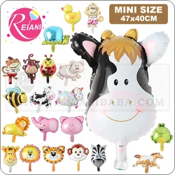 Mini Animal Head Foil Balloon, Safari Zoo Handheld Inflatable Air Ballon Baby Shower Happy Birthday Party Decorations Kids Gifts