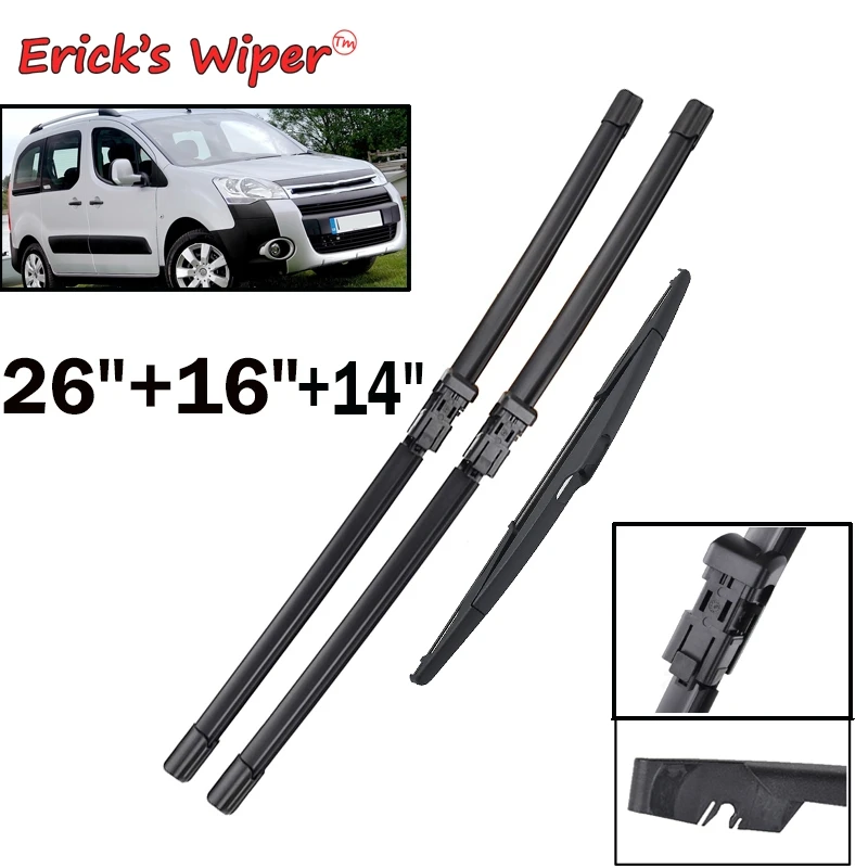 Erick\'s Wiper Front & Rear Wiper Blades Set For Peugeot Partner 2 2008 - 2017 Windshield Windscreen Window Car Brush 26\