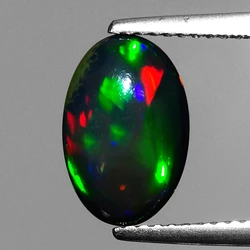 Beautiful 0.65 Ct Natural Ethiopia Black 5x7 Opal Oval Cabochon Loose Gemstone 3 Pieces Per Package