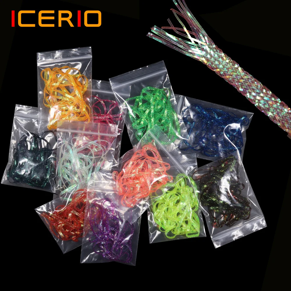 ICERIO 2Bags 3mm 4mm Flat Diamond Braid Tape UV Color Fly Tying Material For Tying Shrimp Scud Emergers Nymph Saltwater Flies