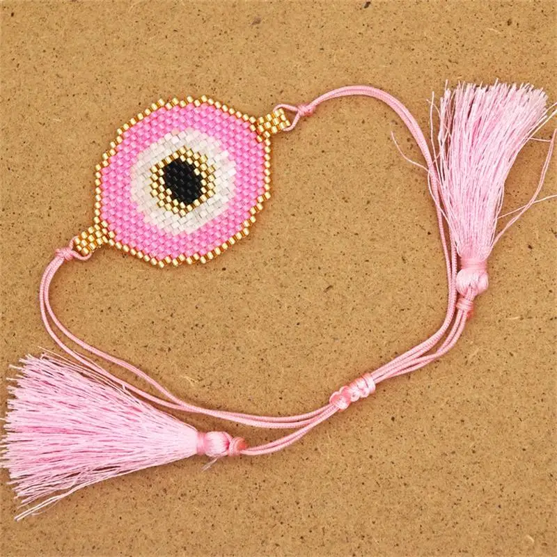 ZHONGVI Turkey Evil Eye Bracelet For Women Pink Eye Pulseras Jewellery Crystal Beads Jewelry Fashion Loom Miyuki Bracelets Gift