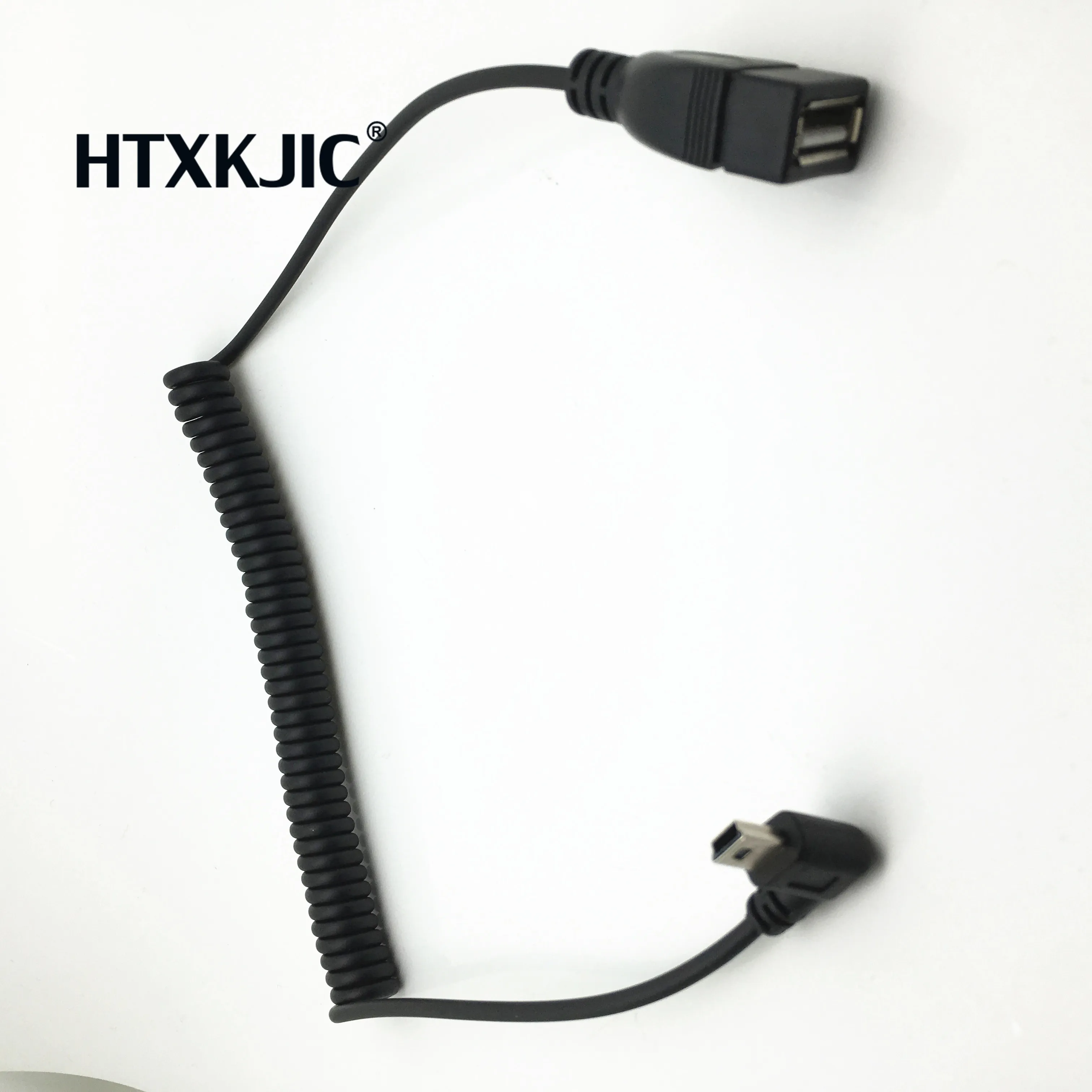 USB Female 90 degree to mini USB Right Left Stretch spring cable for Mobile hard disk and navigation mobile