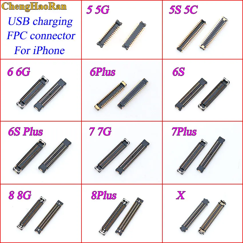 1PCS USB Charging Charger Dock Port Flex FPC Plug Connector on Motherboard mainboard For iPhone 5 5G 5S 6 6G 6S 7 8 plus X