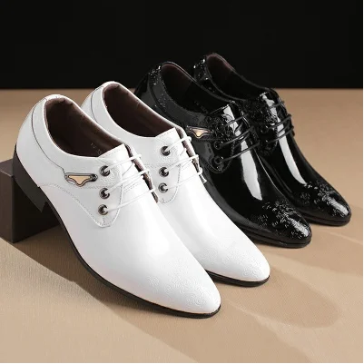 Mazefeng Brand Men\'s Business Dress Casual Shoes for Men Soft Patent Leather Fashion Mens Comfortable Oxford Shoes Size 38-44