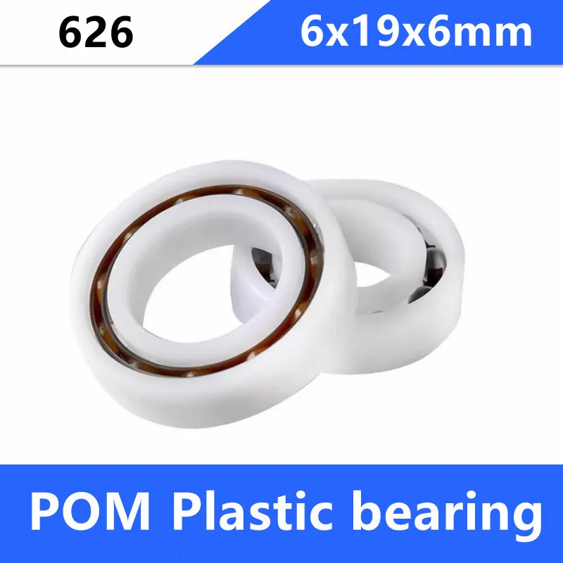 

50pcs POM bearing 626 6x19x6mm Plastic deep groove ball bearings with Glass balls Nylon Cage 6*19*6mm