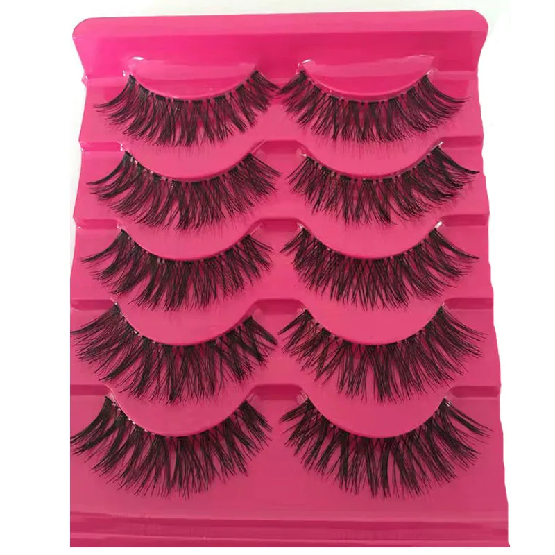 Wholesale 2/10/20/50 Boxes 5 Pairs Natural False Eye lashes Handmade Cross Thick Fake False Eyelash Extension Makeup Tools A-539