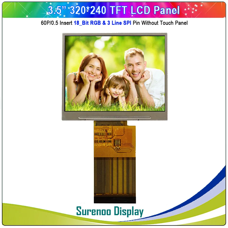 3.5" Inch 320*240 18_Bit RGB & Serial SPI TFT LCD Module Display Screen & IIC I2C Capacitive / 4- Wire Resistive Touch Panel
