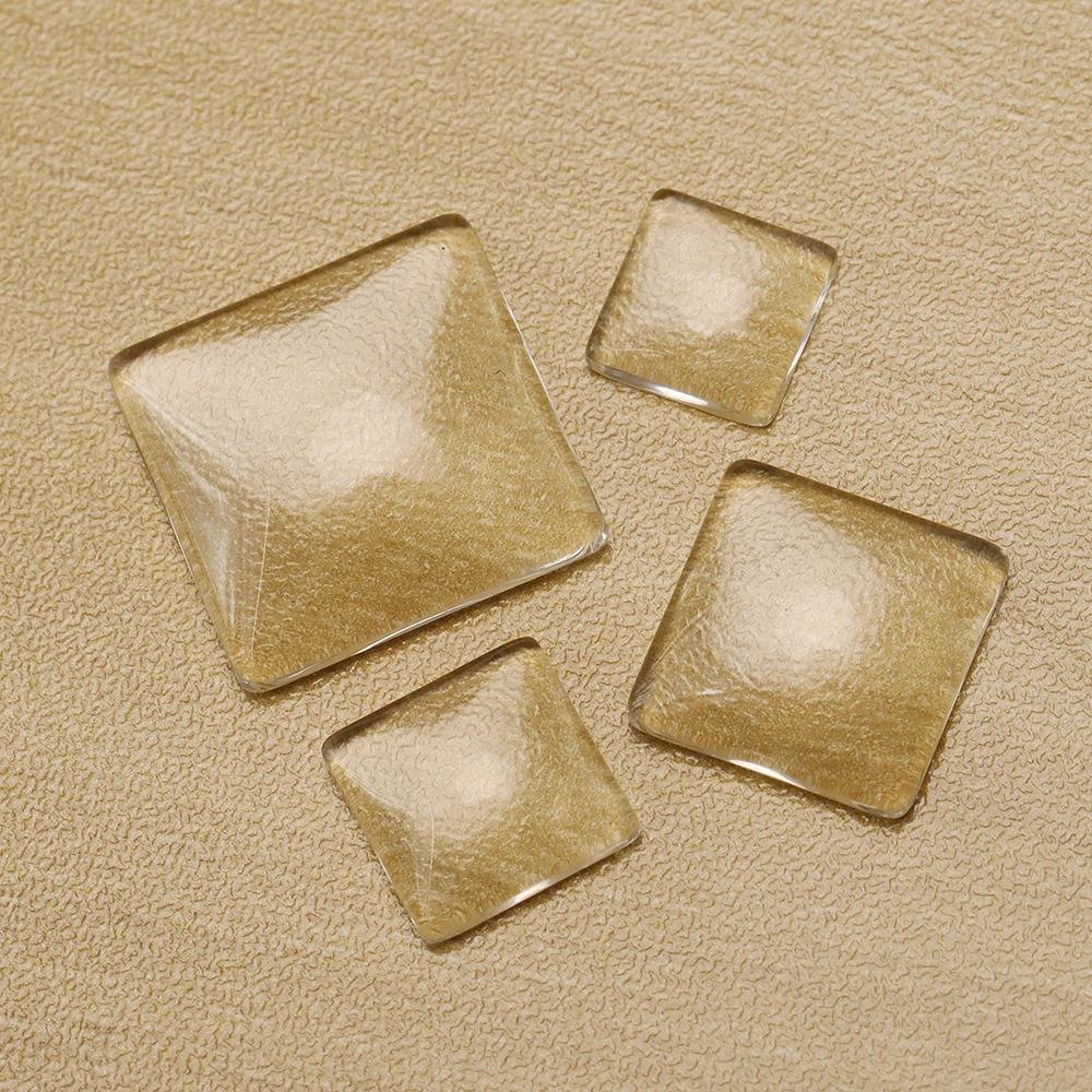 50pcs Clear Glass Cabochon For DIY Jewelry Making 10-25mm Round Oval Square Transparent Cameo Flat Back Patch Accessories