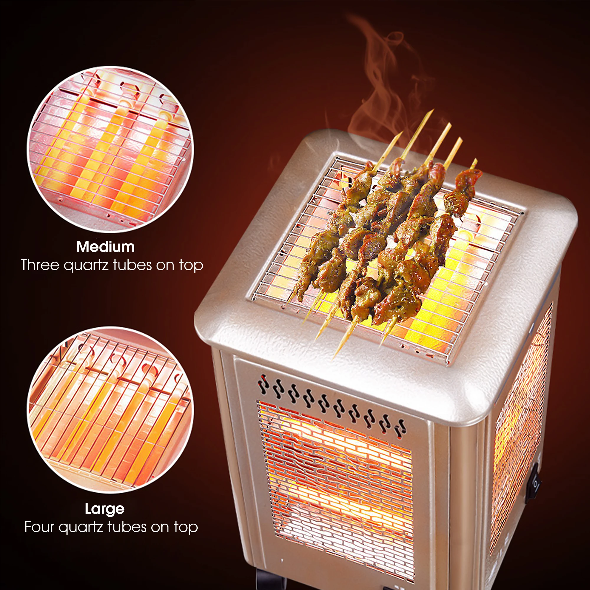 Электрический обогреватель переменного тока 220 В-240 В, 2000 Вт, 5-гранный электрический обогреватель, походная печь, портативный гриль-барбекю, плита для барбекю, пикника, подогреватель еды