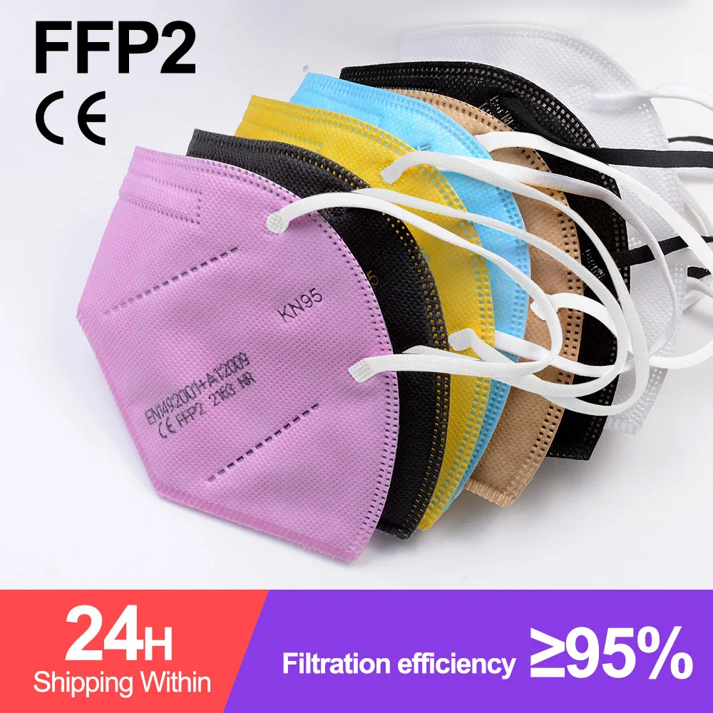 Multi Colors KN95 Masks Respirator 5-100 PCS ffp2mask Reusable Mouth Face Mask Protective Mascarillas FFP2 FPP2 Approved Black