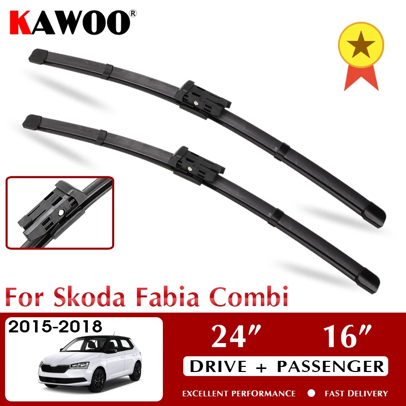 

KAWOO Wiper Car Wiper Blade Blades For Skoda Fabia Combi 2015-2018 Windshield Windscreen Window Wash 24"+16" LHD RHD