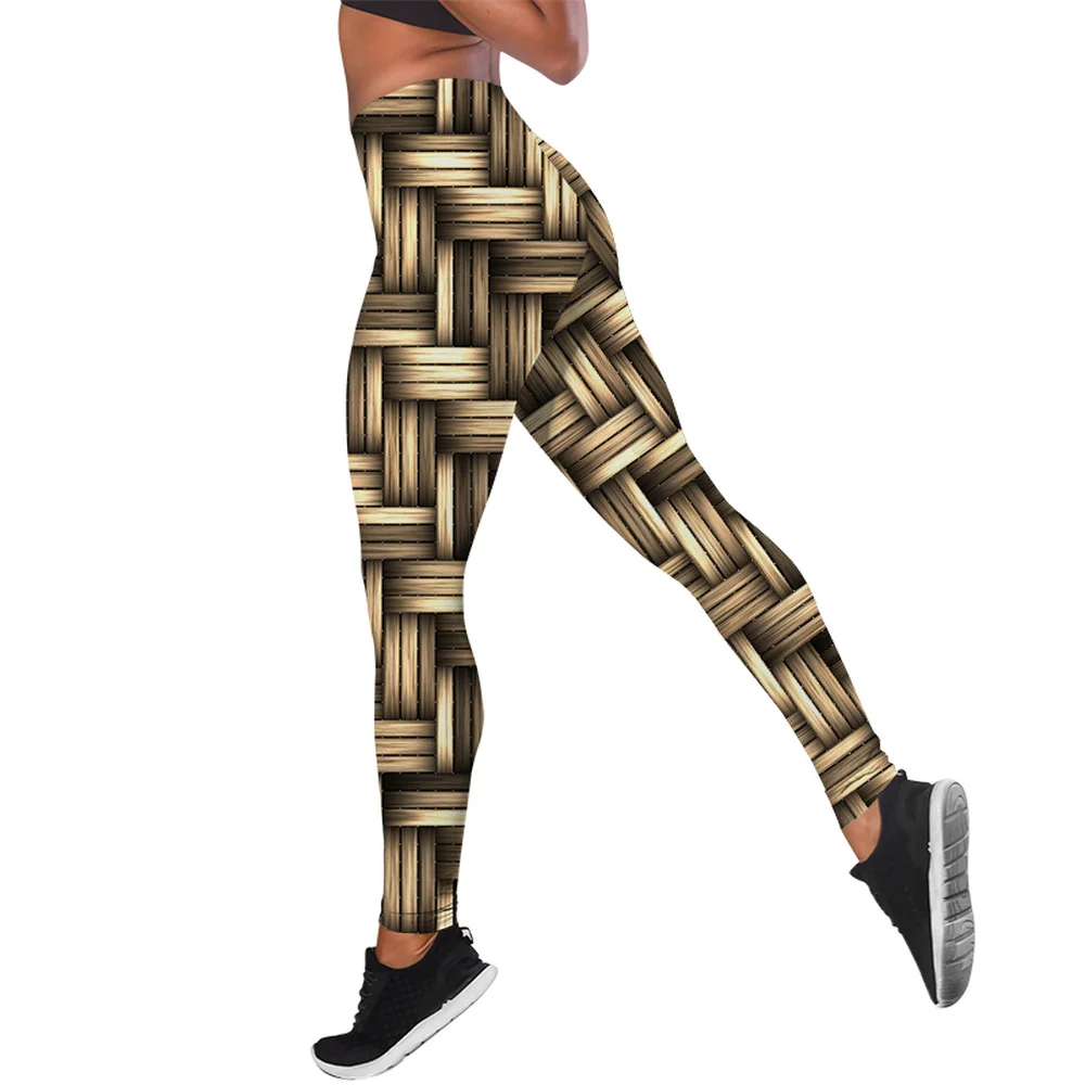 

CLOOCL Yellow Iron Armor Weave Printed Leggings Women High Waist Hip Hop Leggins Push Up 3D Workout Elastic Fitness Pants