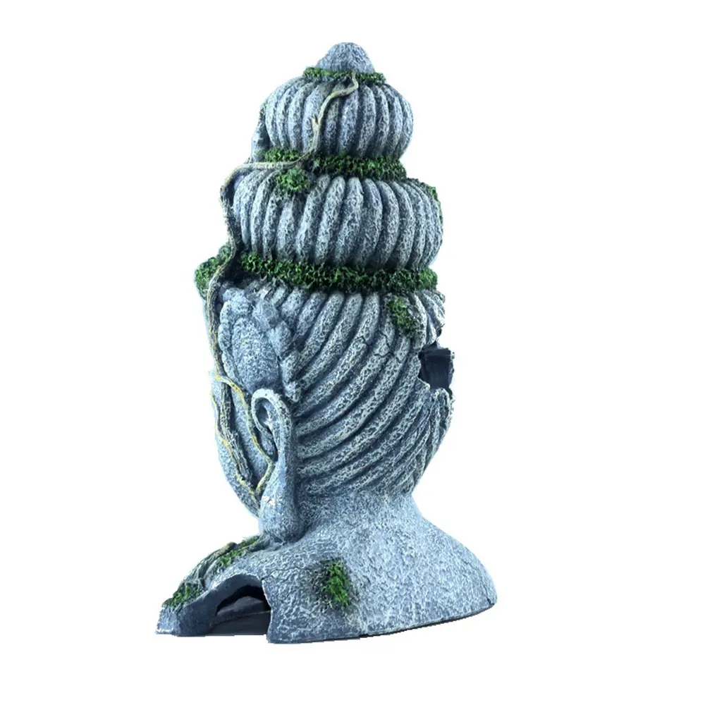 Aquarium Ornament Ancient Stone Buddha Resin Figurines Landscaping Aquarium Ornament Fish Tank Aquarium Decoration Accessories