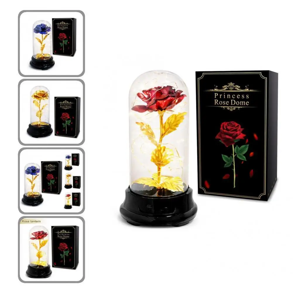 Innovative Memorable Lightweight Glass Dome Light Exquisite LED Rose Glass Dome Light for Bedroom Flower Dome Light