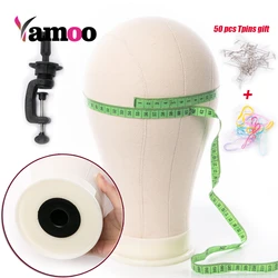 Training Mannequin Head Canvas Block Head Display Styling Mannequin Manikin Head Wig Stand Free Get T pins Holder 21''-25''