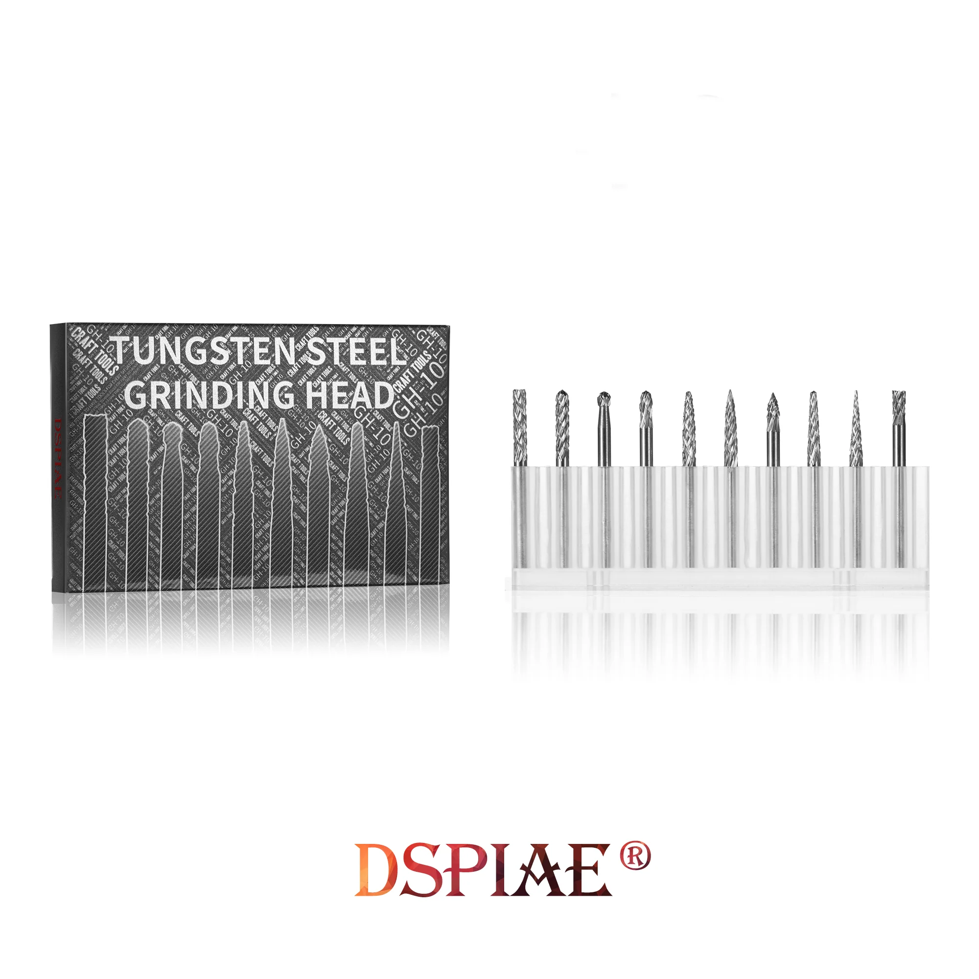 DSPIAE GH-10 Tungsten Steel Grinding Head Set  For ES-P Military Model Making Tool Assembly Retrofit Gundam Hobby DIY