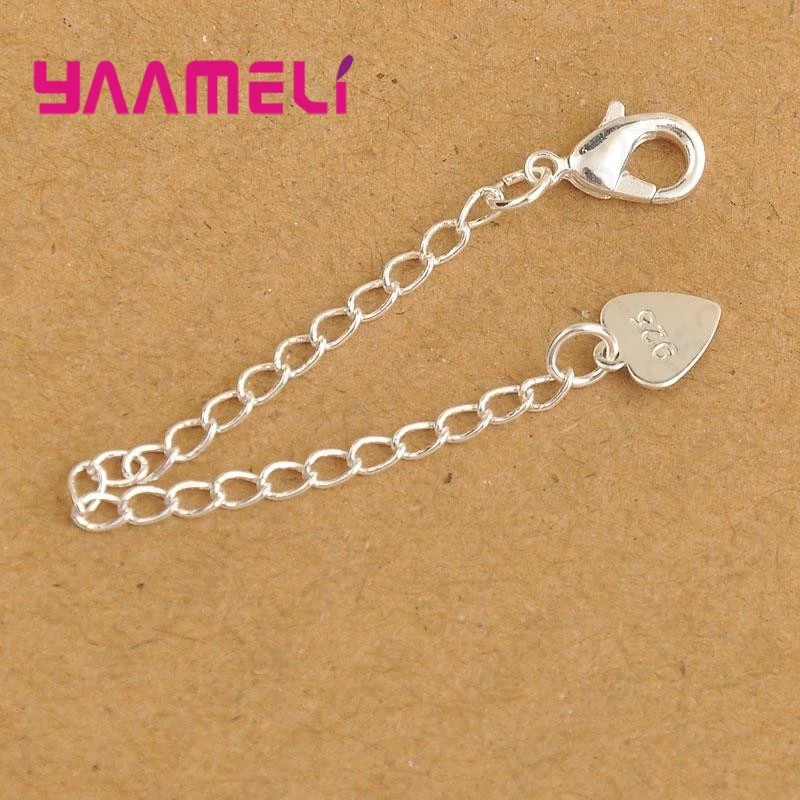 40PCS Wholesale Jewelry Findings Accessories 925 Sterling Silver Heart Tag Lobster Clasps Extension Tail Chains Popular Design