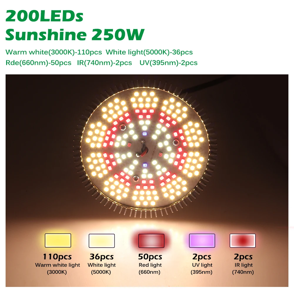 E27 Led Grow Lamp 250W Phyto Lamp Voor Hydrocultuur Groenten SMD2835 Volledige Spectrum Led Grow Light Voor Bloeiende Planten